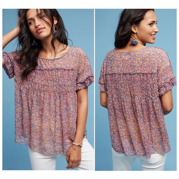Anthropologie Tops - DELETTA x ANTHRO Floral Smocked Top